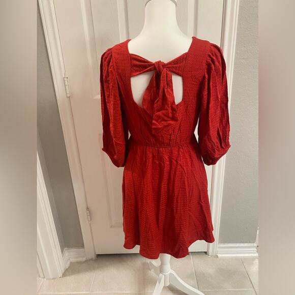 Band of the Free Josette Red Puff Sleeve Mini Party Dress Size XS - Picture 5 of 6